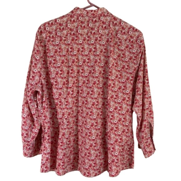 Lands End Shirt Floral No Iron All Cotton 3/4 Sleeves Button-Down, Career, sz 18 - Picture 2 of 7